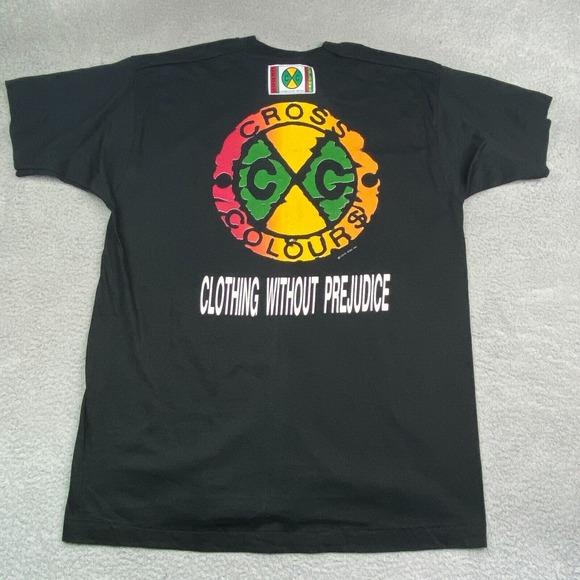 Vintage CROSS COLOURS Shirt XL Black‎ Stop D Violence Power 106 1990s Rapper USA - Picture 11 of 15